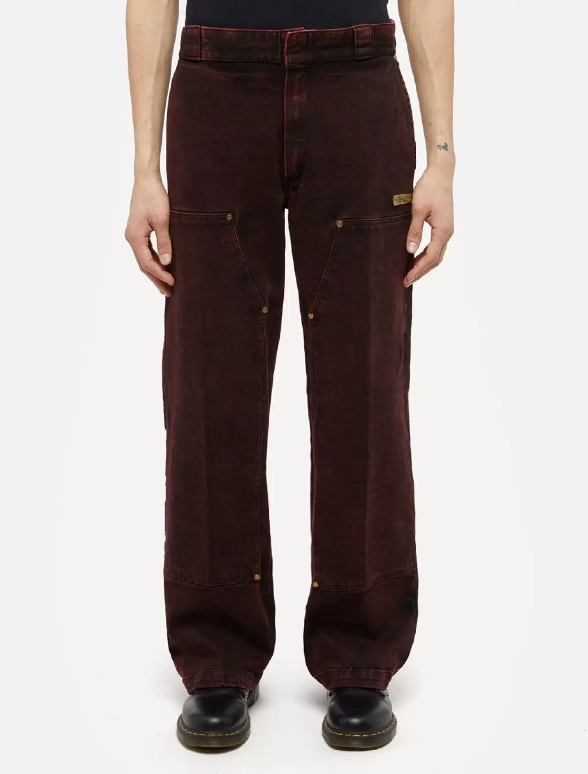 Shop Washed Denim Double Knee Trousers Denim | Trousers